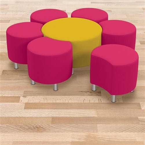 MooreCo 350XX Blossom Soft Seating Sets (Standard) - Set Of 6 Petal Stools 18"H X 20"W X 18"D and 1 center stool 30" (MooreCo 350XX) - SchoolOutlet