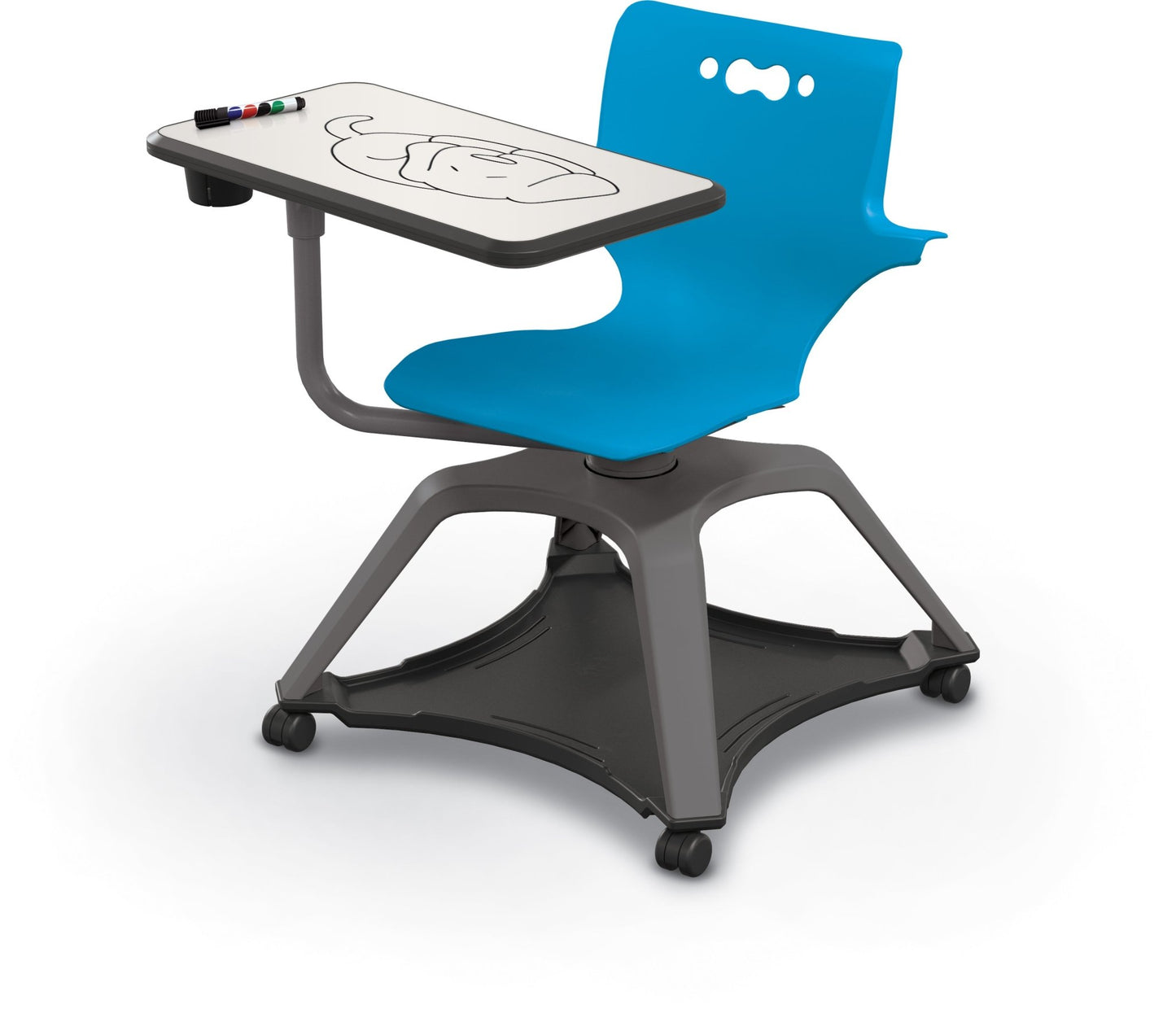 MooreCo Hierarchy Enroll Series Mobile Tablet Arm Chair Desk with Arms (54325-XXXX-WA-XX-XX) - SchoolOutlet