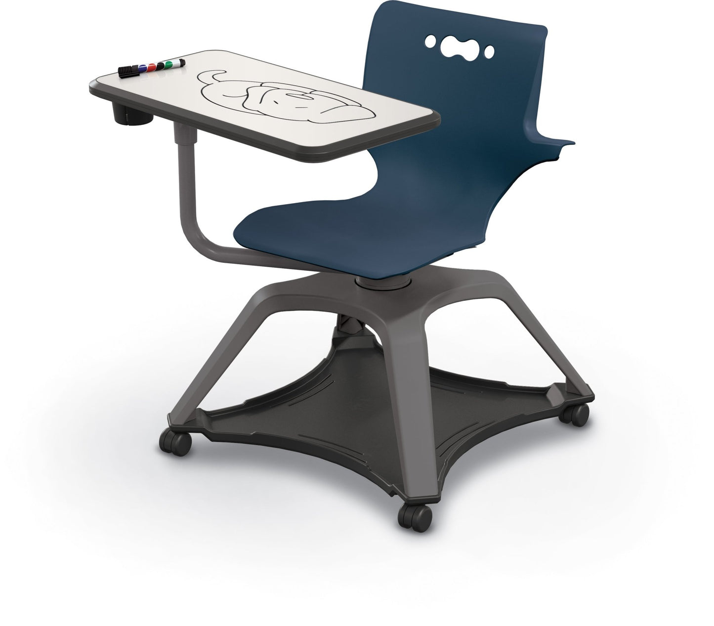MooreCo Hierarchy Enroll Series Mobile Tablet Arm Chair Desk with Arms (54325-XXXX-WA-XX-XX) - SchoolOutlet