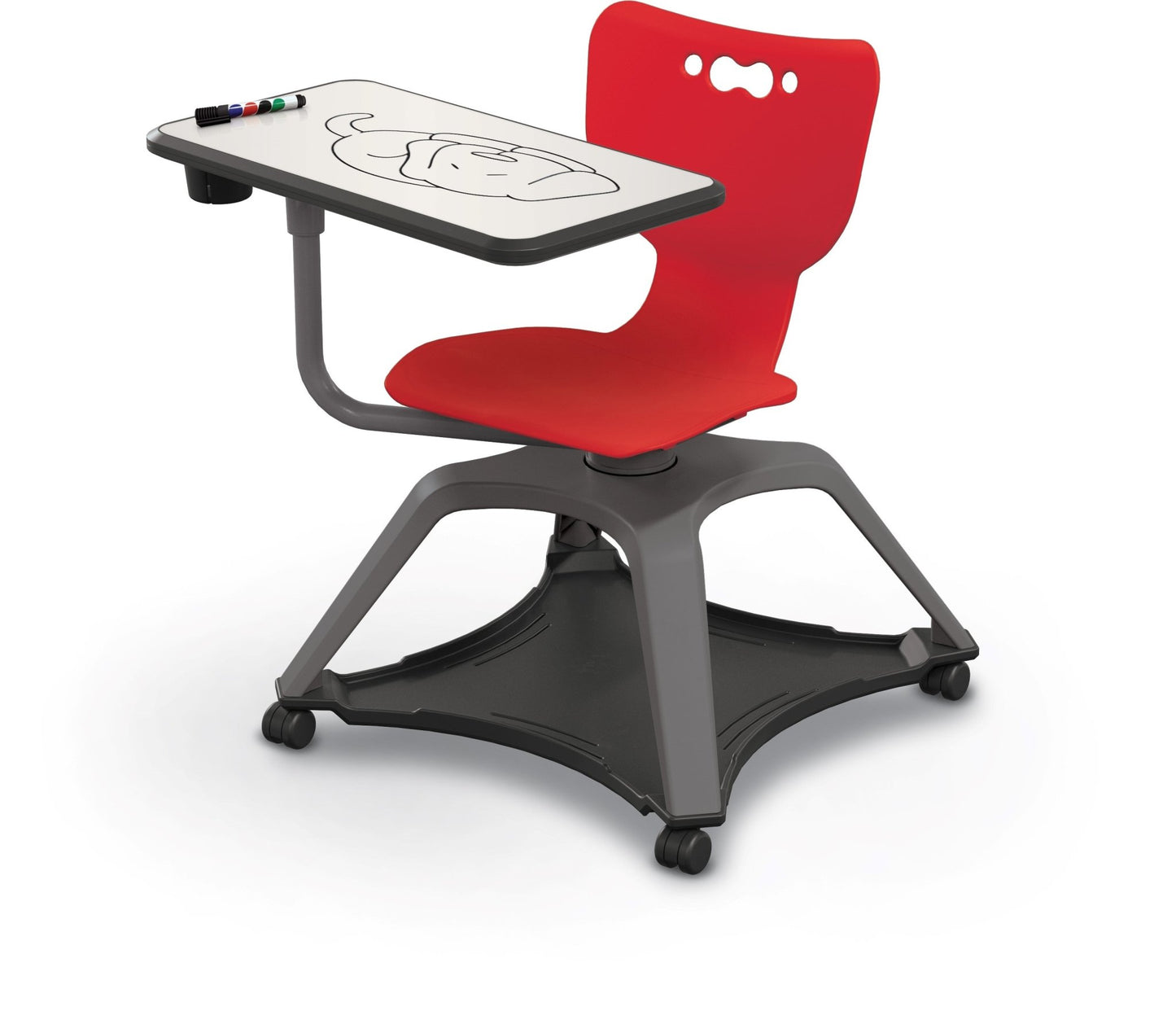 MooreCo Hierarchy Enroll Series Mobile Tablet Arm Chair Desk No Arms (MOR-54325-XXXX-NA-XX-XX ) - SchoolOutlet
