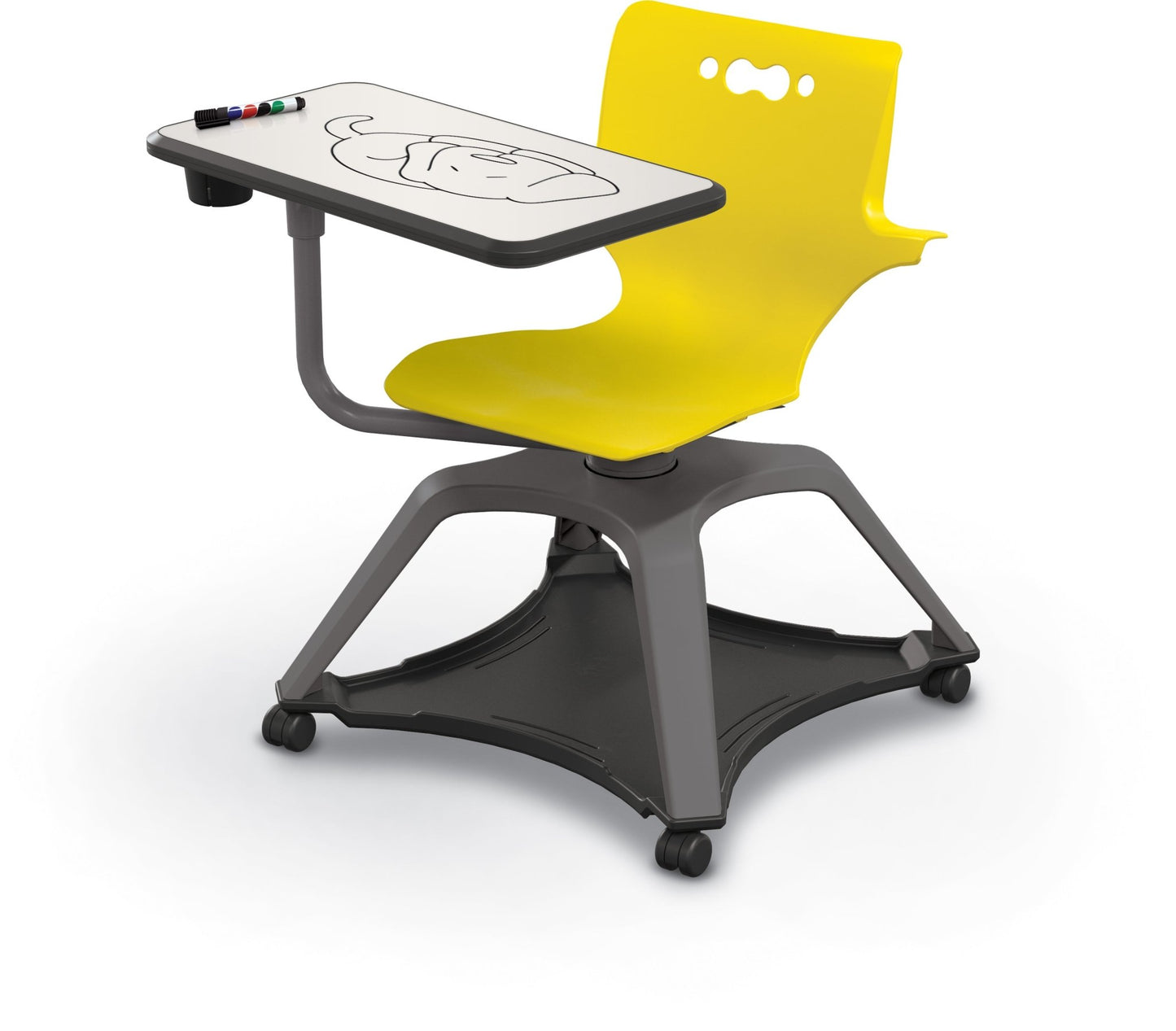 MooreCo Hierarchy Enroll Series Mobile Tablet Arm Chair Desk with Arms (54325-XXXX-WA-XX-XX) - SchoolOutlet