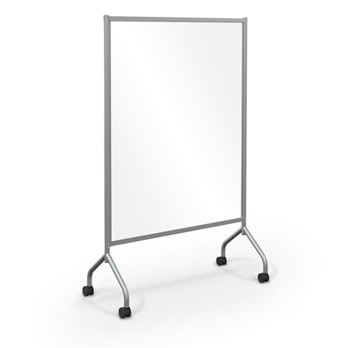 MooreCo 625XX-CLEAR - Essentials Mobile Clear Divider 71.8"H x 42"W or 71.7"W x 21"D - Clear Panel Platinum - SchoolOutlet