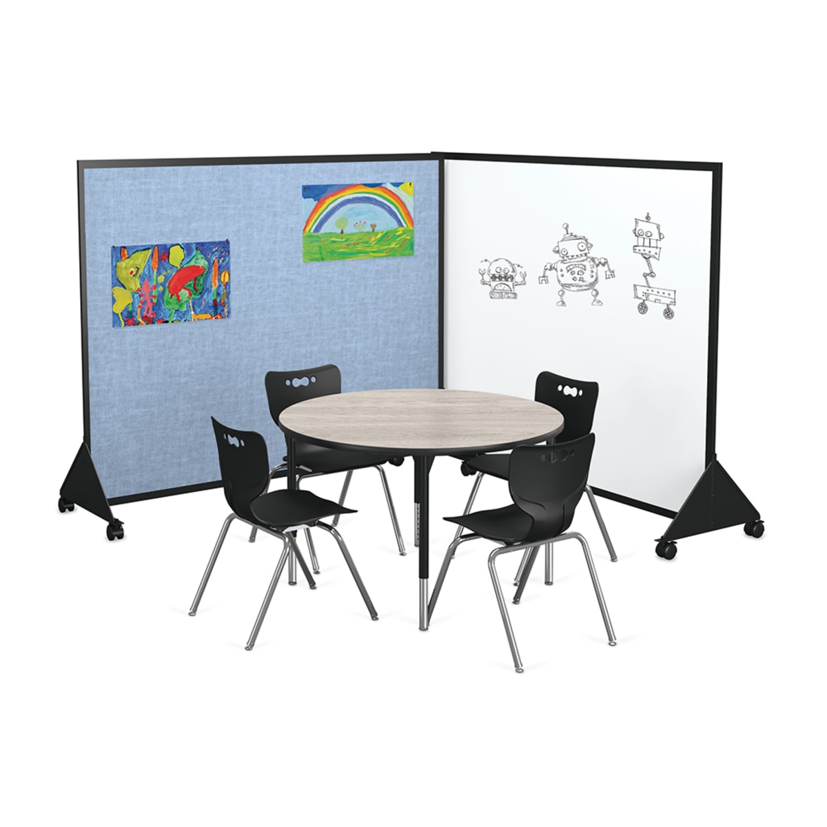 Mooreco Preschool Divider - Markerboard one side - Vinyl one side 4'H × 5'W (Mooreco 648F) - SchoolOutlet