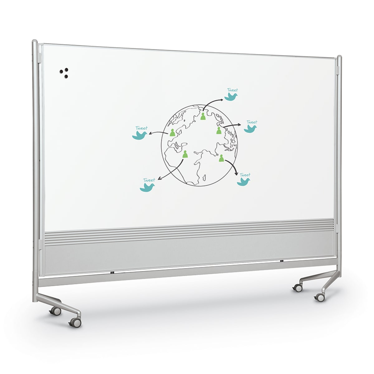 Mooreco Mobile Room Divider & Display Panel Porcelain - Both Sides - 6'H x 6'W (Mooreco 661AG-DD) - SchoolOutlet