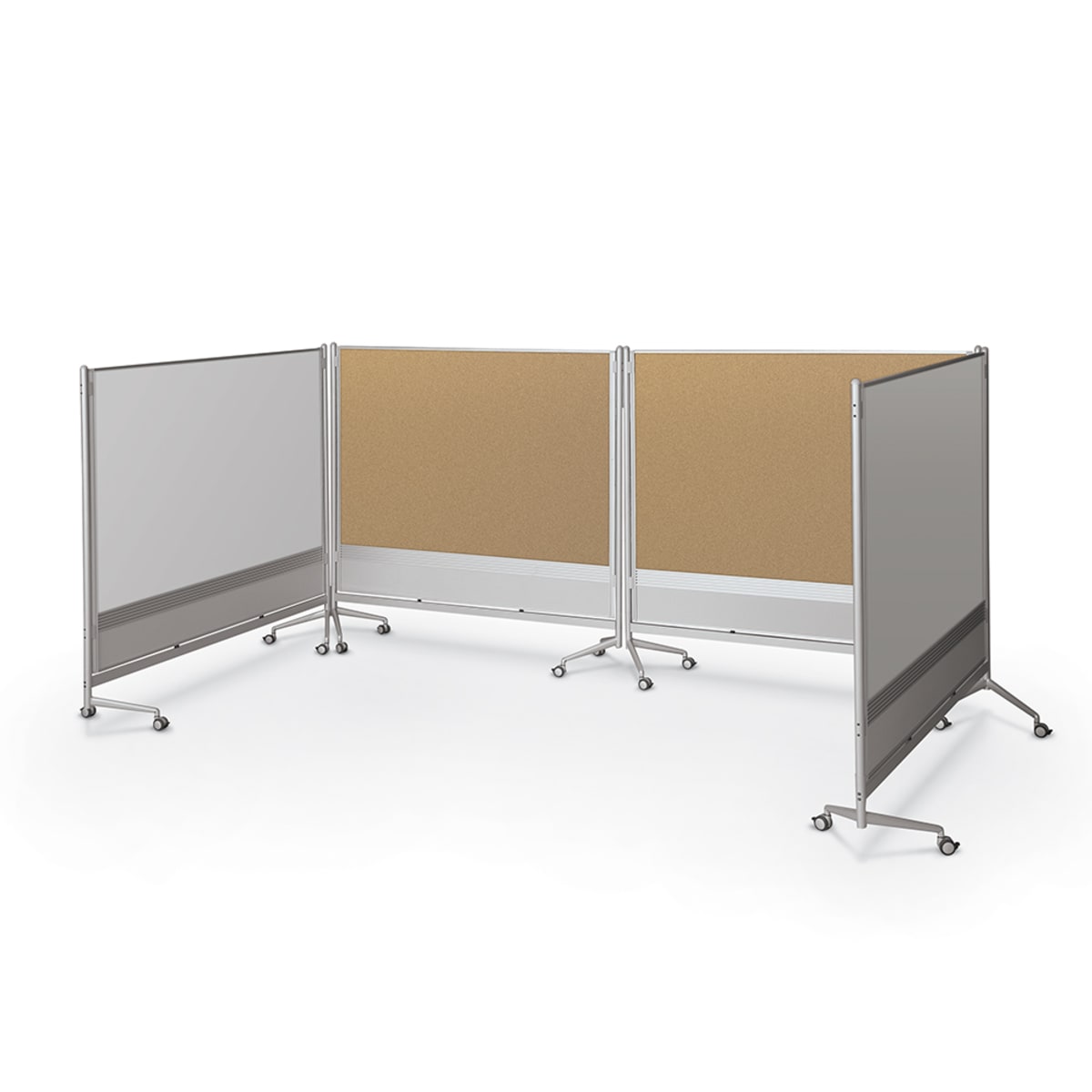 Mooreco Mobile Room Divider & Display Panel Dura-Rite - Natural Cork - 6'H x 6'W (Mooreco 661AG-HC) - SchoolOutlet