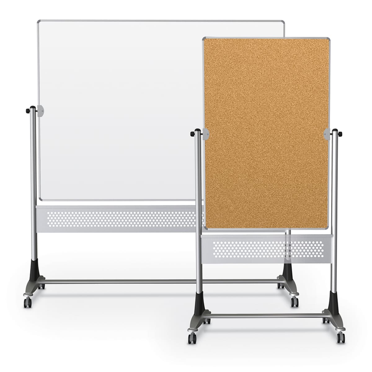 Mooreco Mobile Reversible Board Porcelain Markerboard - Natural Cork 4'H x 6'W (MOR-669RG-DC) - SchoolOutlet