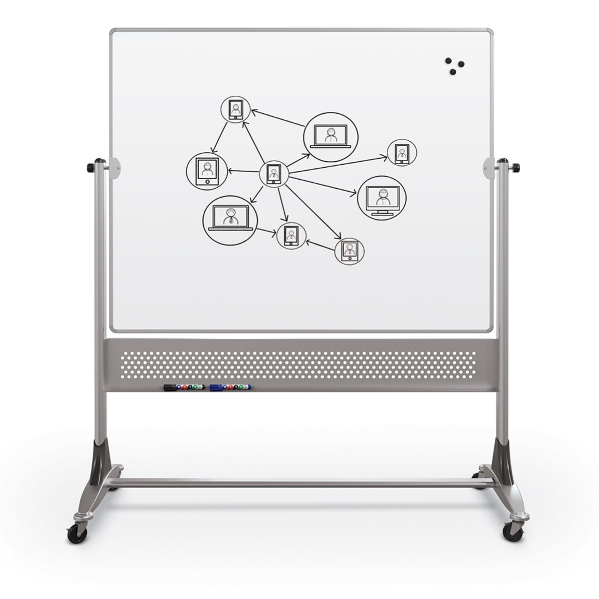 Mooreco Mobile Reversible Board Dura-Rite Markerboard - Both Sides 4'H x 6'W (MOR-669RG-HH) - SchoolOutlet