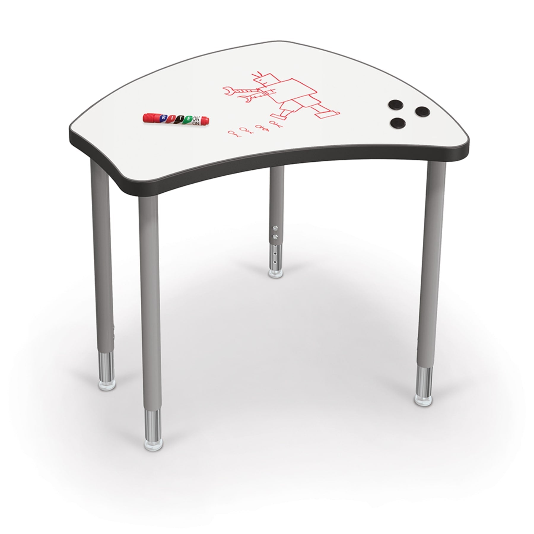 MooreCo Hierarchy Shapes Dry Erase Desk + Porcelain Steel Whiteboard Top (MOR-70522) - SchoolOutlet