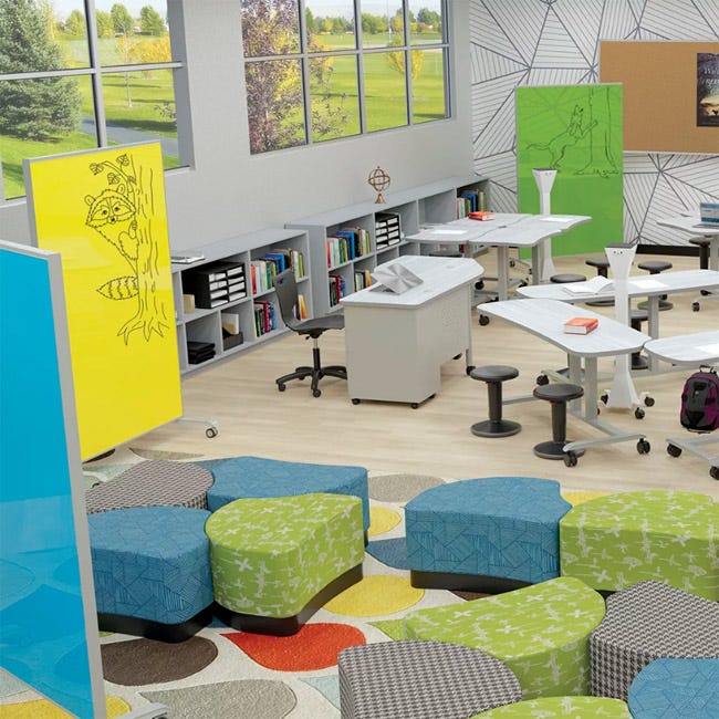 Mooreco Essentials Hierarchy Grow & Roll Mobile Magnetic Dry Erase Glass Board 6'H x 4'W - SchoolOutlet