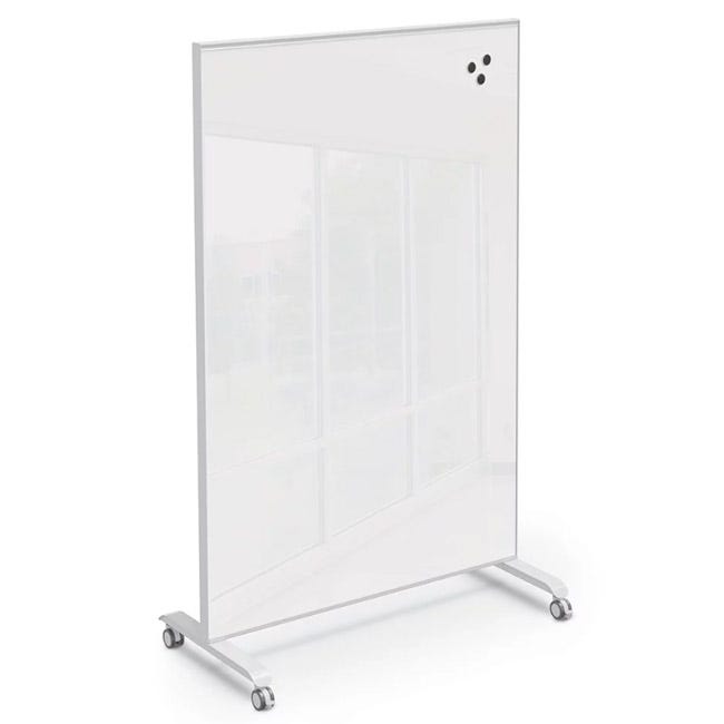 Mooreco Essentials Hierarchy Grow & Roll Mobile Magnetic Dry Erase Glass Board 6'H x 4'W - SchoolOutlet