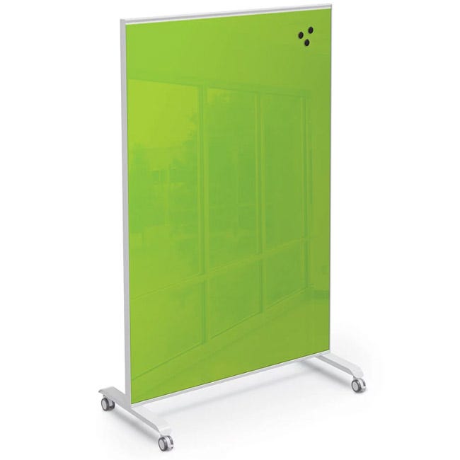 Mooreco Essentials Hierarchy Grow & Roll Mobile Magnetic Dry Erase Glass Board 6'H x 4'W - SchoolOutlet