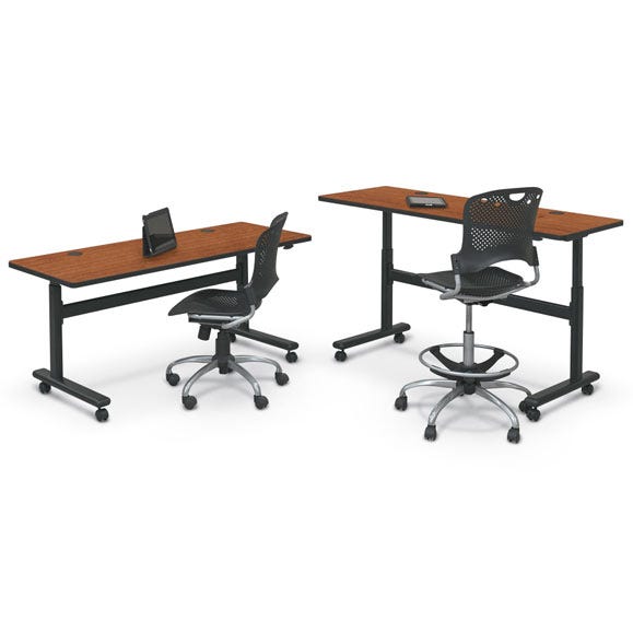 Mooreco Adjustable Height Flipper Table - Rectangle - 72"W × 24"D - SchoolOutlet
