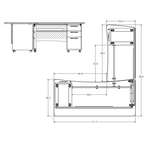 Mooreco 91782 Avid Modular L-Shaped Desk System - Return Desk 29.8"H x 60"W x 36.3"D - Left (Mooreco 91782) - SchoolOutlet