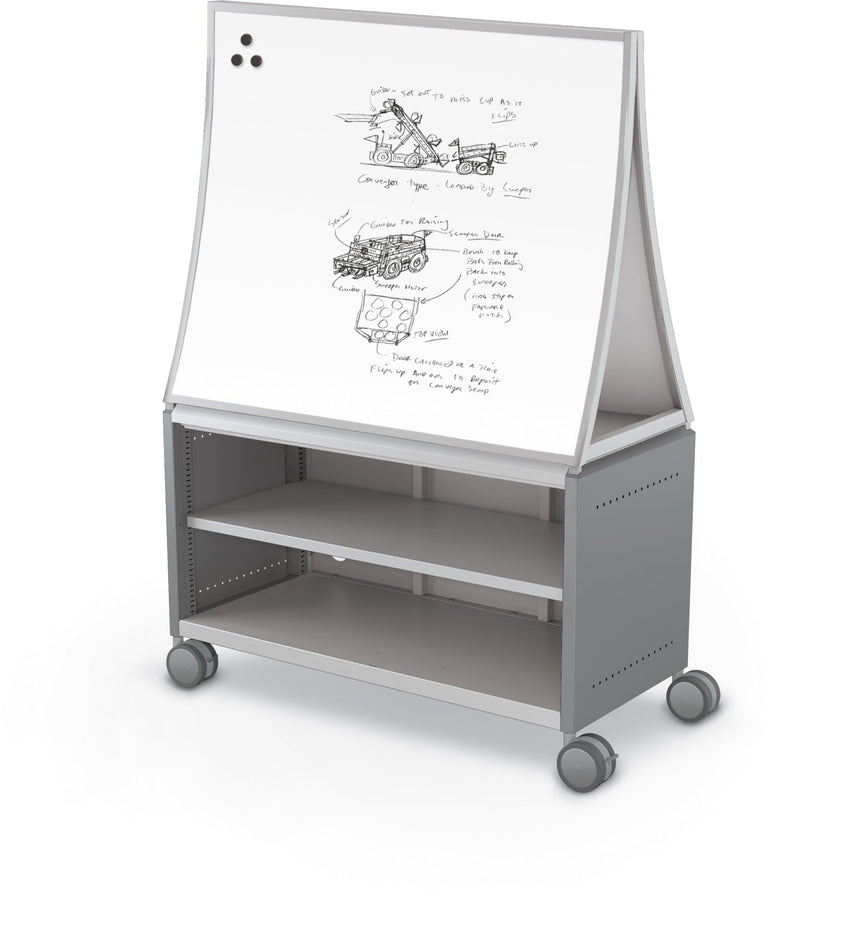 Mooreco Compass Cabinet Maxi H1 Standard Back and Side Panels, No Doors with Shelves, Casters and Ogee Board (MOR-A3A1X1D1B0) - SchoolOutlet