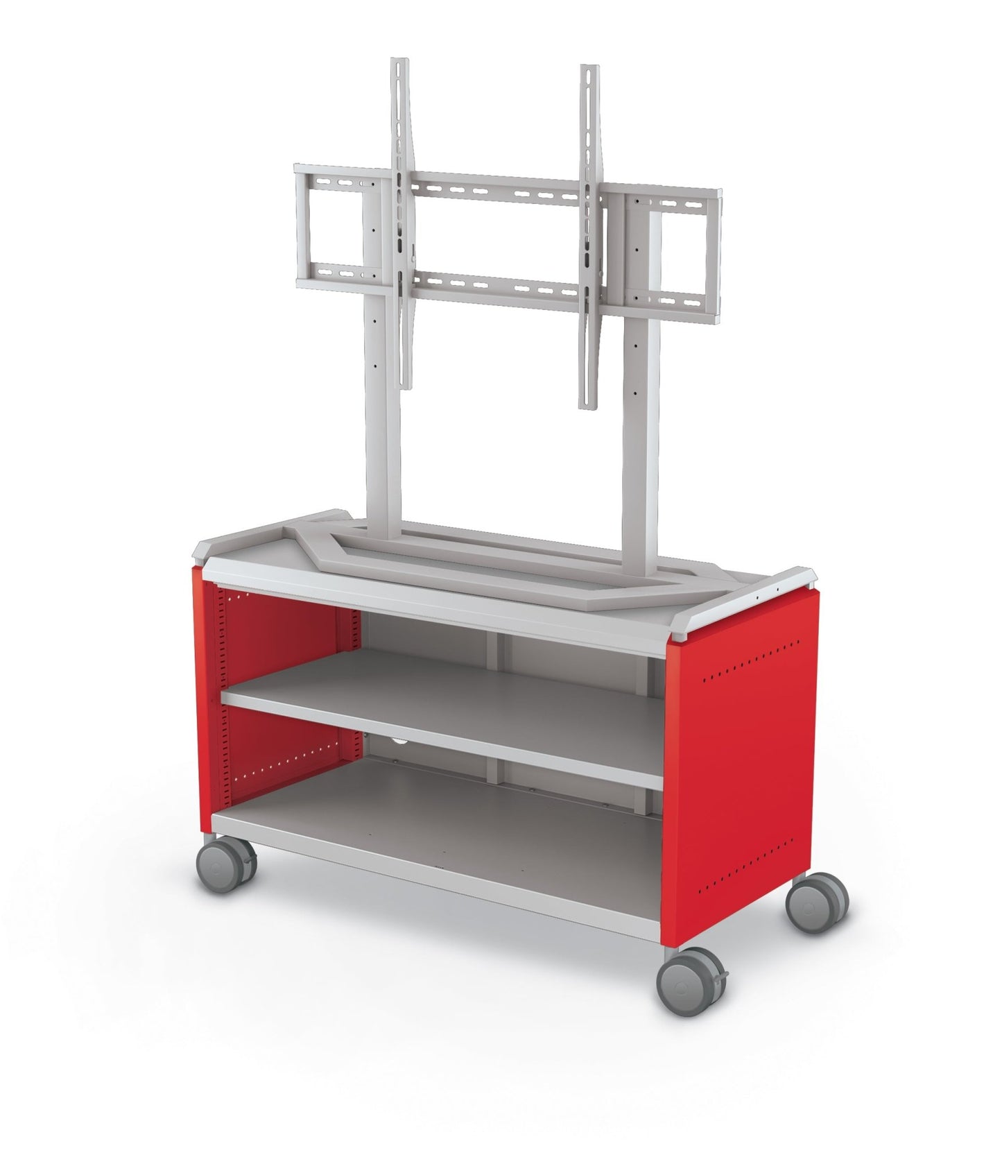 Mooreco Compass Cabinet Maxi H1 Standard Back and Side Panels, No Doors with Shelves, Casters and TV Mount (MOR-A3A1X1D1A0) - SchoolOutlet