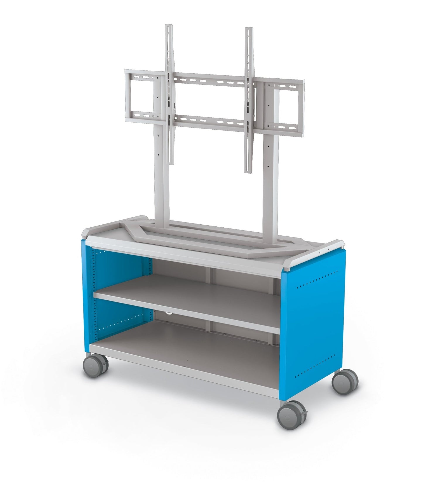 Mooreco Compass Cabinet Maxi H1 Standard Back and Side Panels, No Doors with Shelves, Casters and TV Mount (MOR-A3A1X1D1A0) - SchoolOutlet