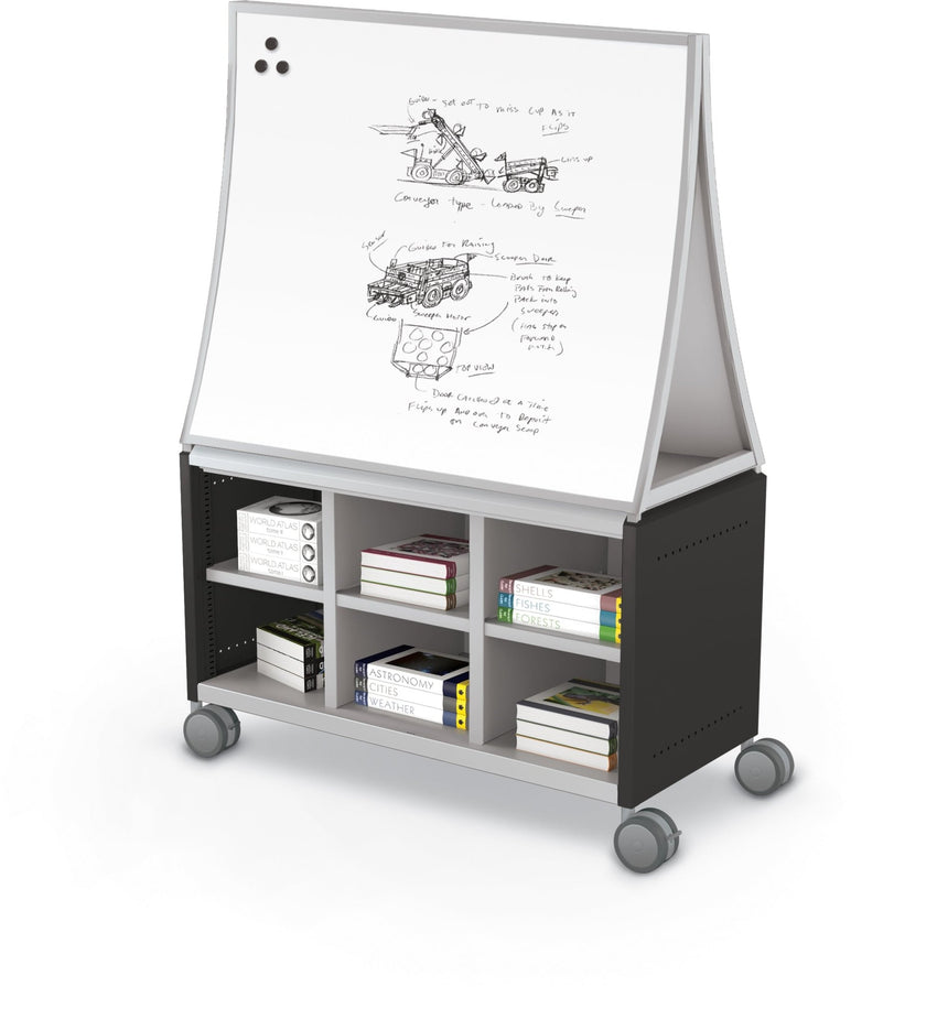 Mooreco Compass Cabinet Maxi H1 Standard Back Panel and Side Panels, No Doors with Cubbies, Casters and Ogee Board (MOR-A3A1X1E1B0) - SchoolOutlet