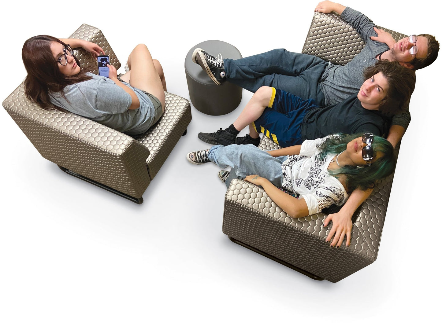 Mooreco Akt Soft Seating Lounge Corner Chair - Grade 02 Fabric and Powder Coated Sled Legs - SchoolOutlet