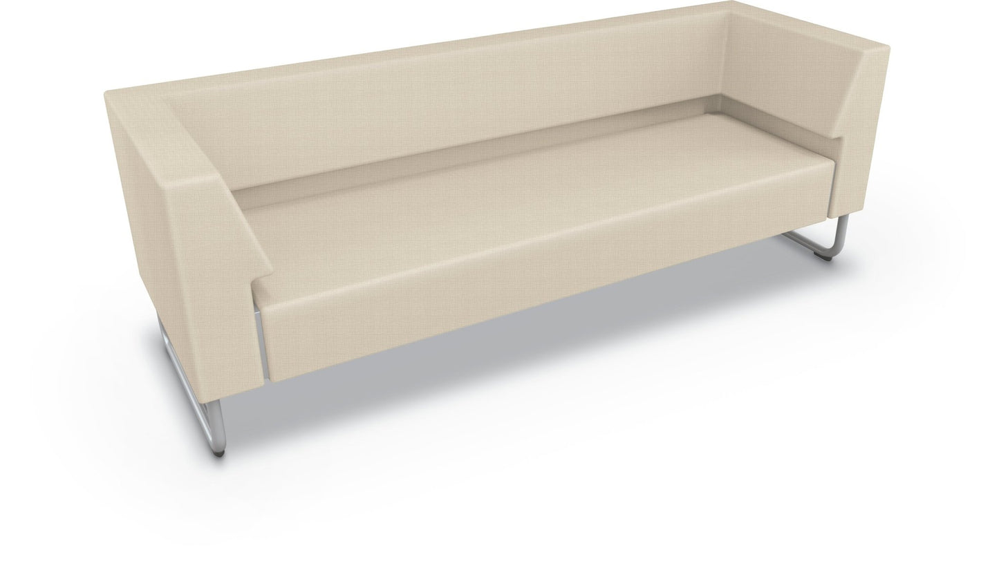 Mooreco Akt Soft Seating Lounge Sofa - Both Arms - Grade 02 Fabric and Powder Coated Sled Legs - SchoolOutlet