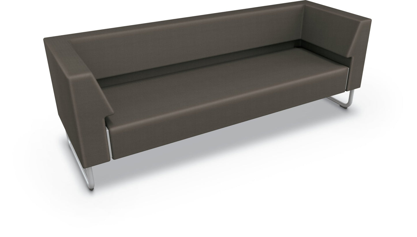 Mooreco Akt Soft Seating Lounge Sofa - Both Arms - Grade 02 Fabric and Powder Coated Sled Legs - SchoolOutlet