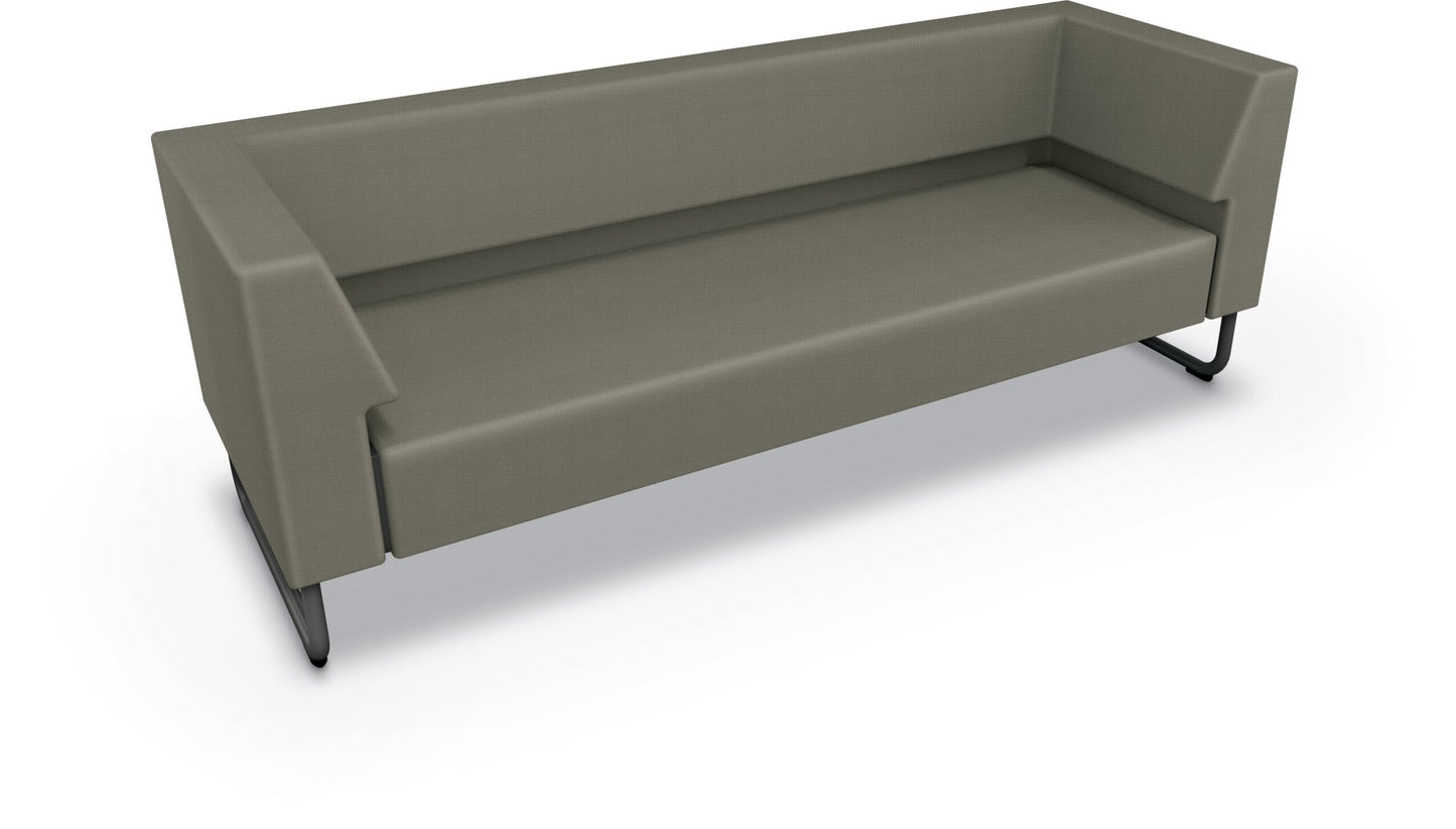 Mooreco Akt Soft Seating Lounge Sofa - Both Arms - Grade 02 Fabric and Powder Coated Sled Legs - SchoolOutlet