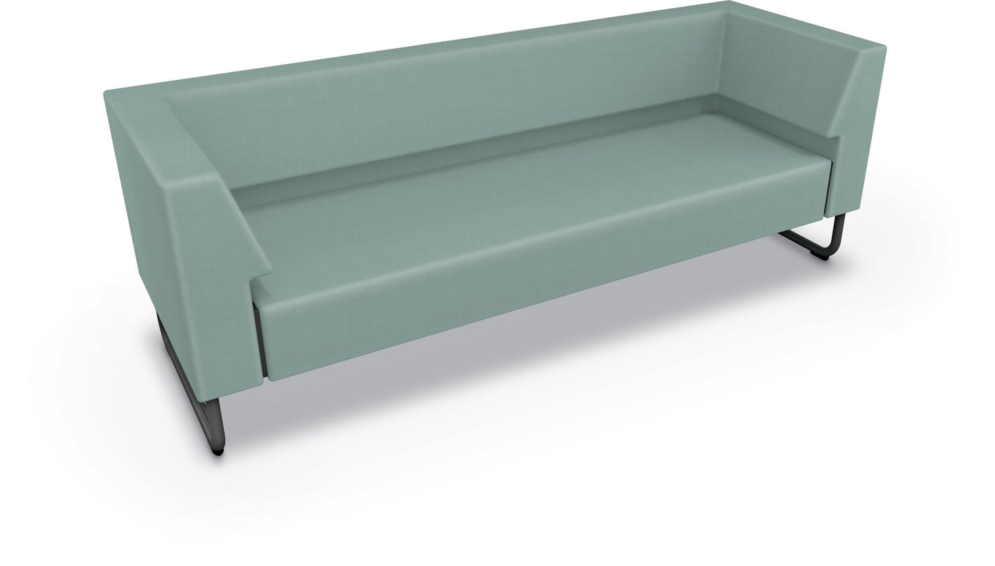 Mooreco Akt Soft Seating Lounge Sofa - Both Arms - Grade 02 Fabric and Powder Coated Sled Legs - SchoolOutlet