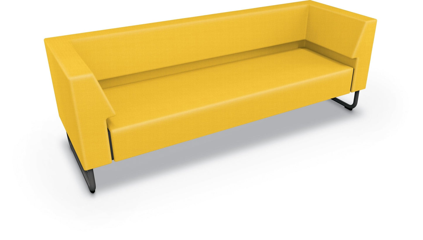 Mooreco Akt Soft Seating Lounge Sofa - Both Arms - Grade 02 Fabric and Powder Coated Sled Legs - SchoolOutlet