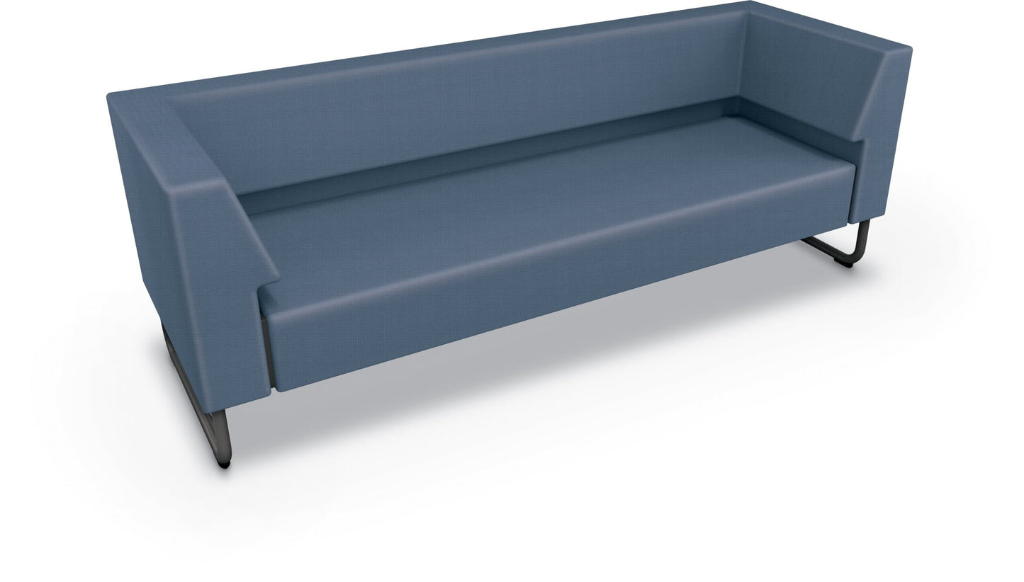 Mooreco Akt Soft Seating Lounge Sofa - Both Arms - Grade 02 Fabric and Powder Coated Sled Legs - SchoolOutlet