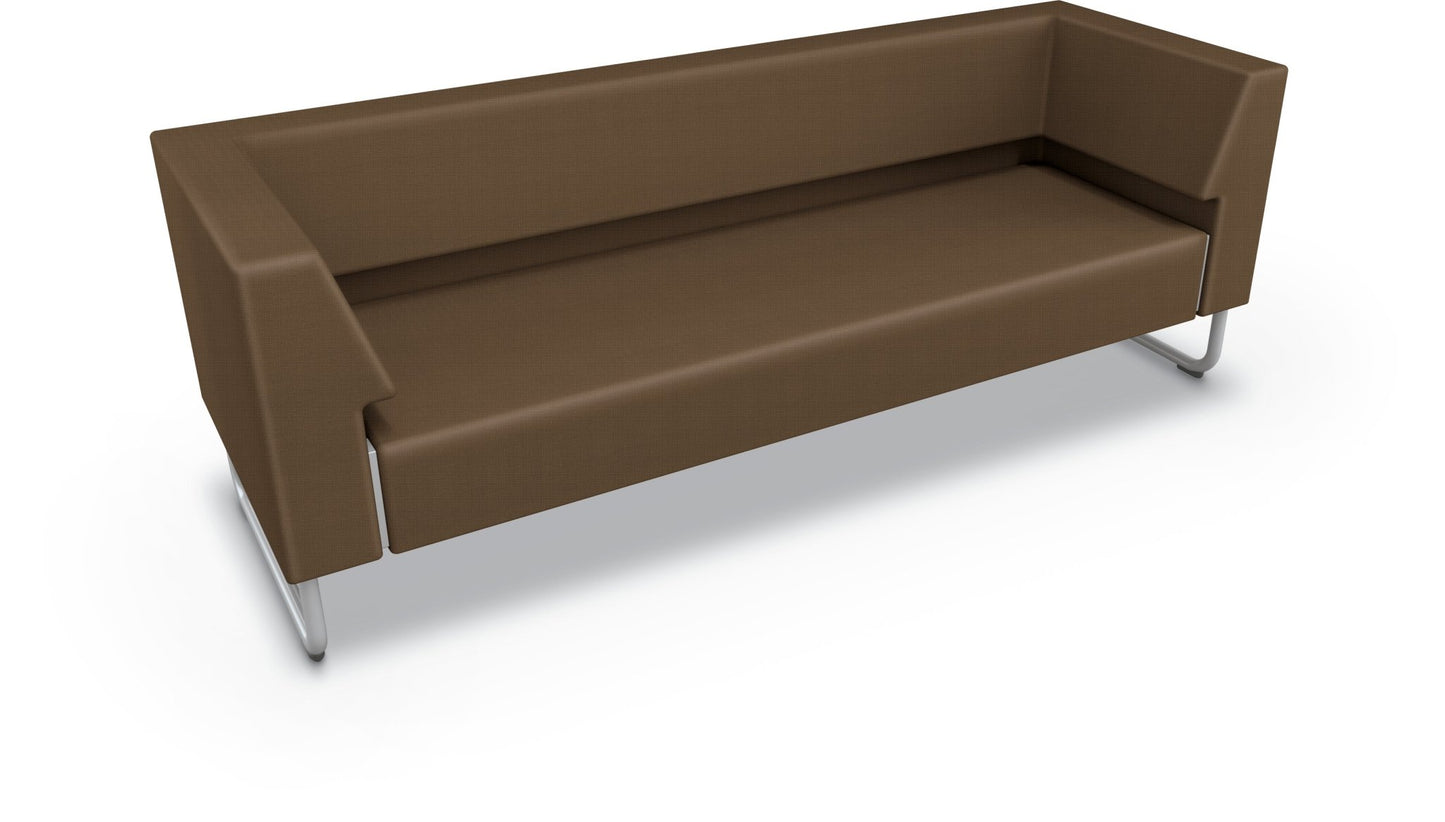 Mooreco Akt Soft Seating Lounge Sofa - Both Arms - Grade 02 Fabric and Powder Coated Sled Legs - SchoolOutlet