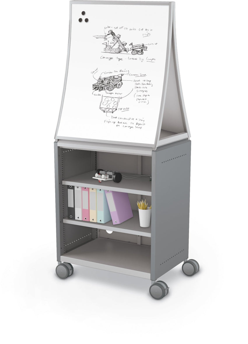 Mooreco Compass Cabinet Midi H2 Standard Back and Side Panels - No Doors with Shelves, Casters and Ogee Board (MOR-B2A1X1D1B0) - SchoolOutlet