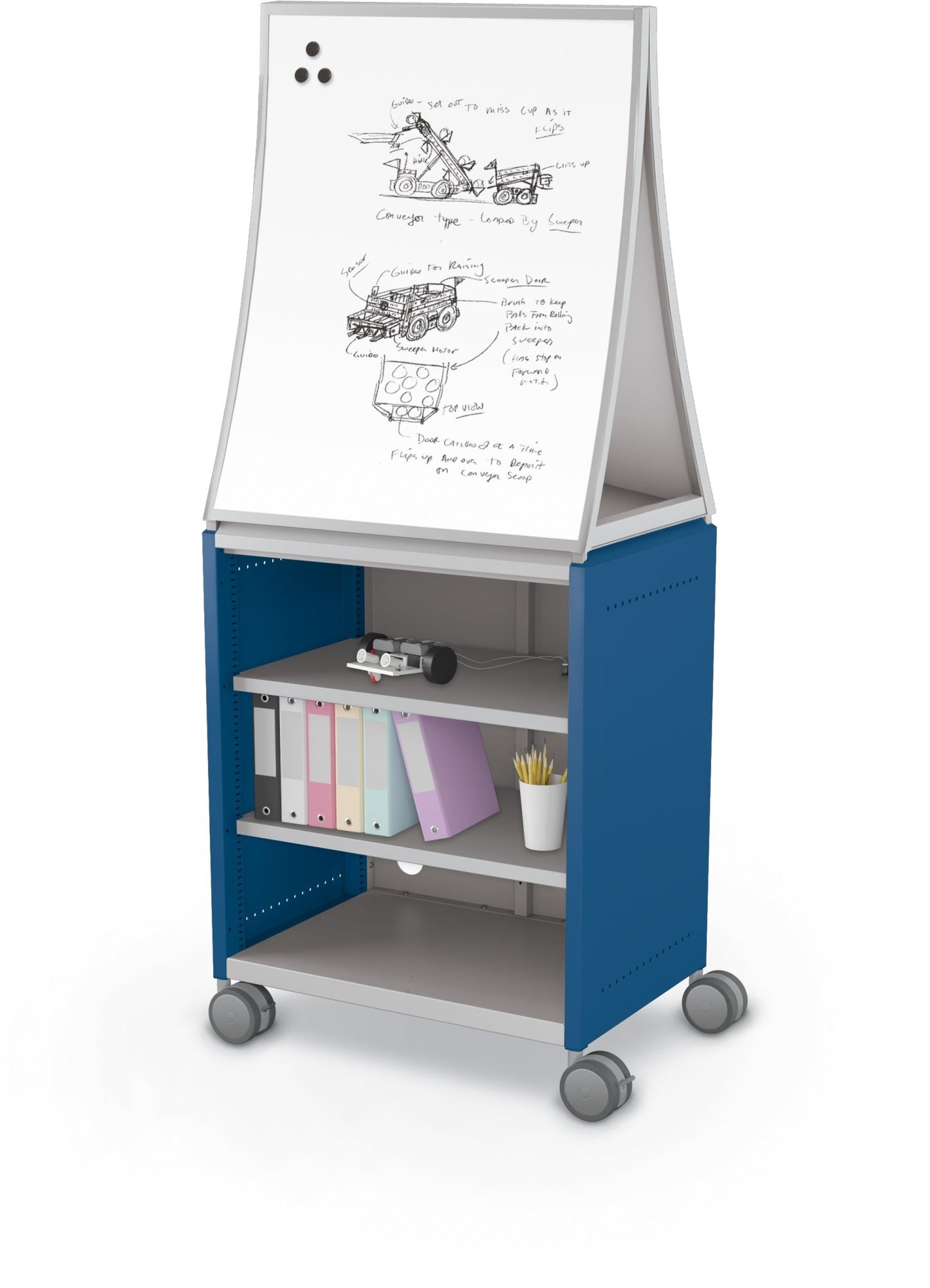 Mooreco Compass Cabinet Midi H2 Standard Back and Side Panels - No Doors with Shelves, Casters and Ogee Board (MOR-B2A1X1D1B0) - SchoolOutlet