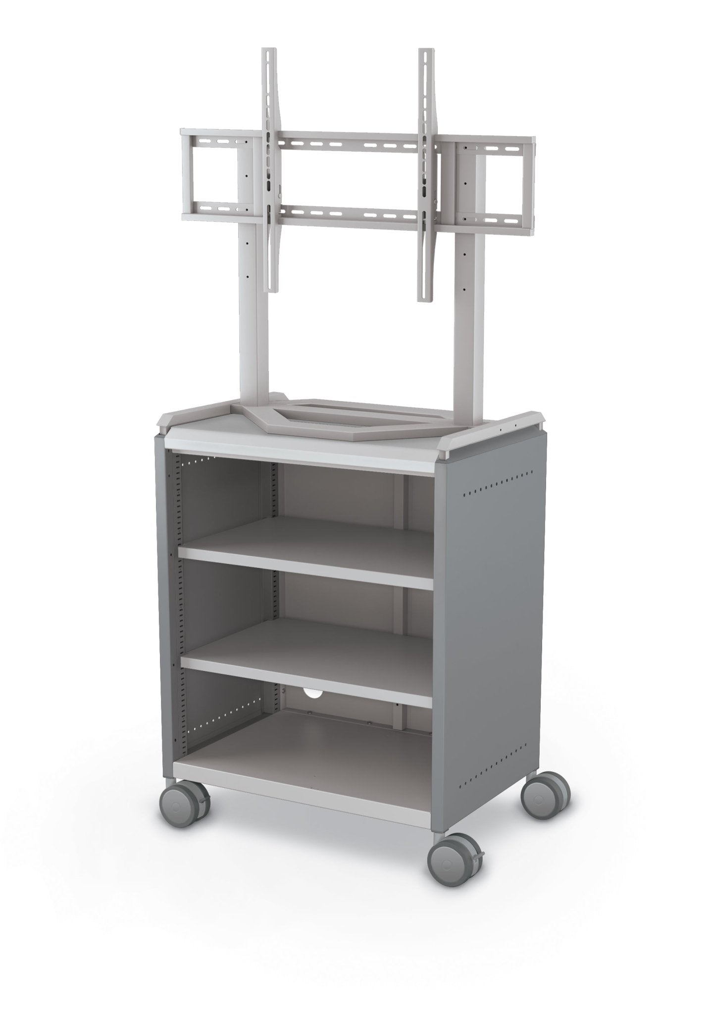 Mooreco Compass Cabinet Midi H2 Standard Back and Side Panels - No Doors with Shelves, Casters and TV Mount (MOR-B2A1X1D1A0) - SchoolOutlet