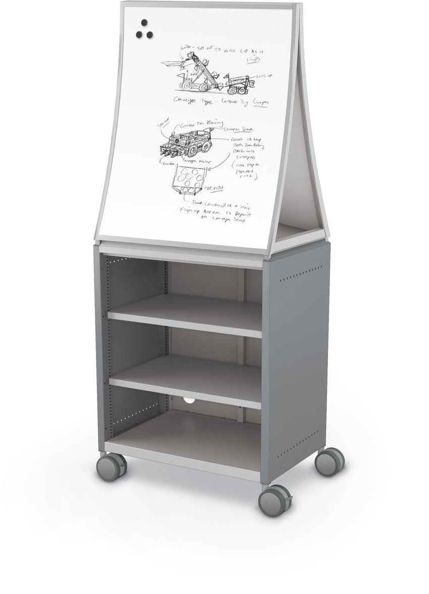 Mooreco Compass Cabinet Midi H2 Standard Back and Side Panels - No Doors with Shelves, Casters and Ogee Board (MOR-B2A1X1D1B0) - SchoolOutlet