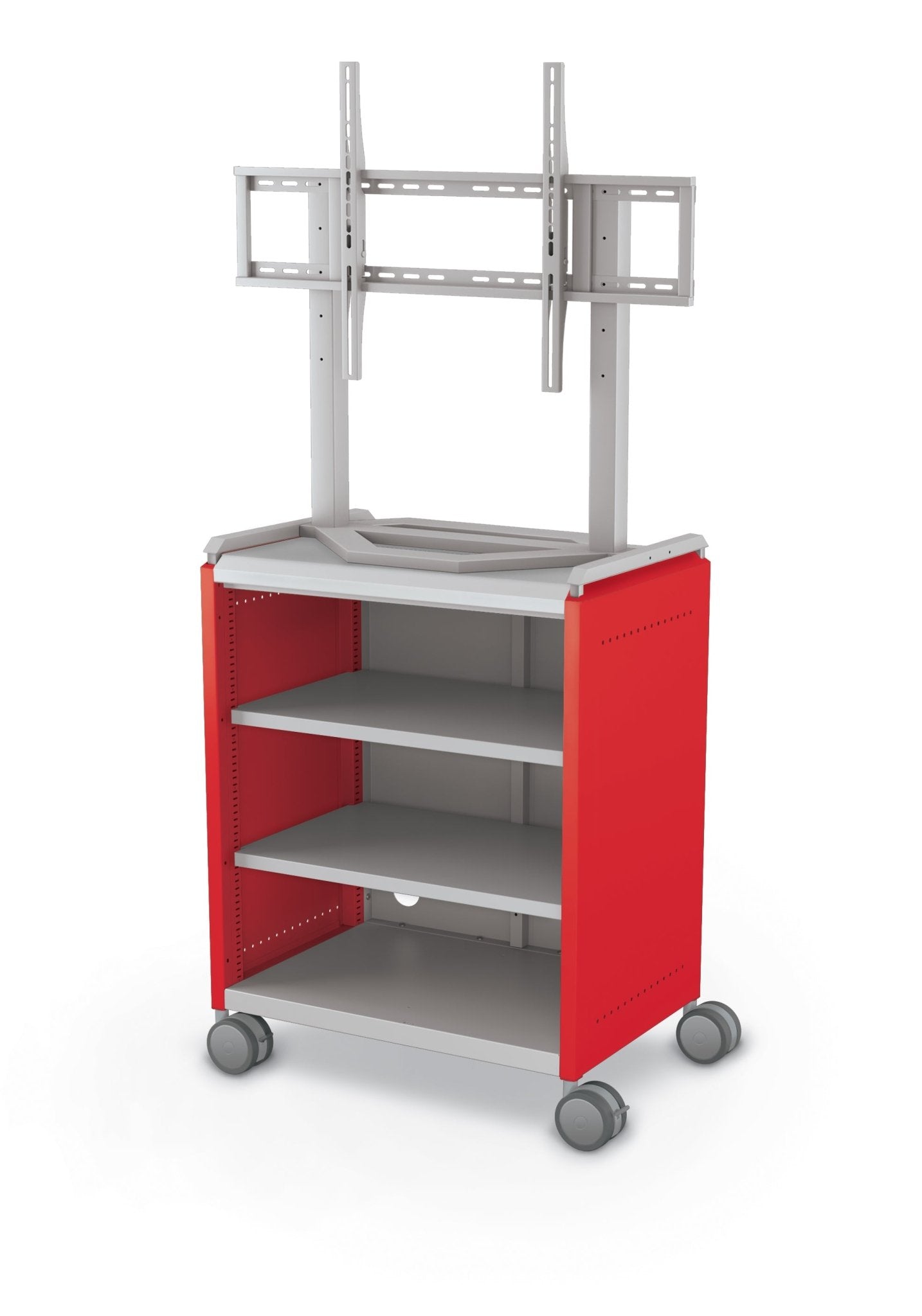 Mooreco Compass Cabinet Midi H2 Standard Back and Side Panels - No Doors with Shelves, Casters and TV Mount (MOR-B2A1X1D1A0) - SchoolOutlet