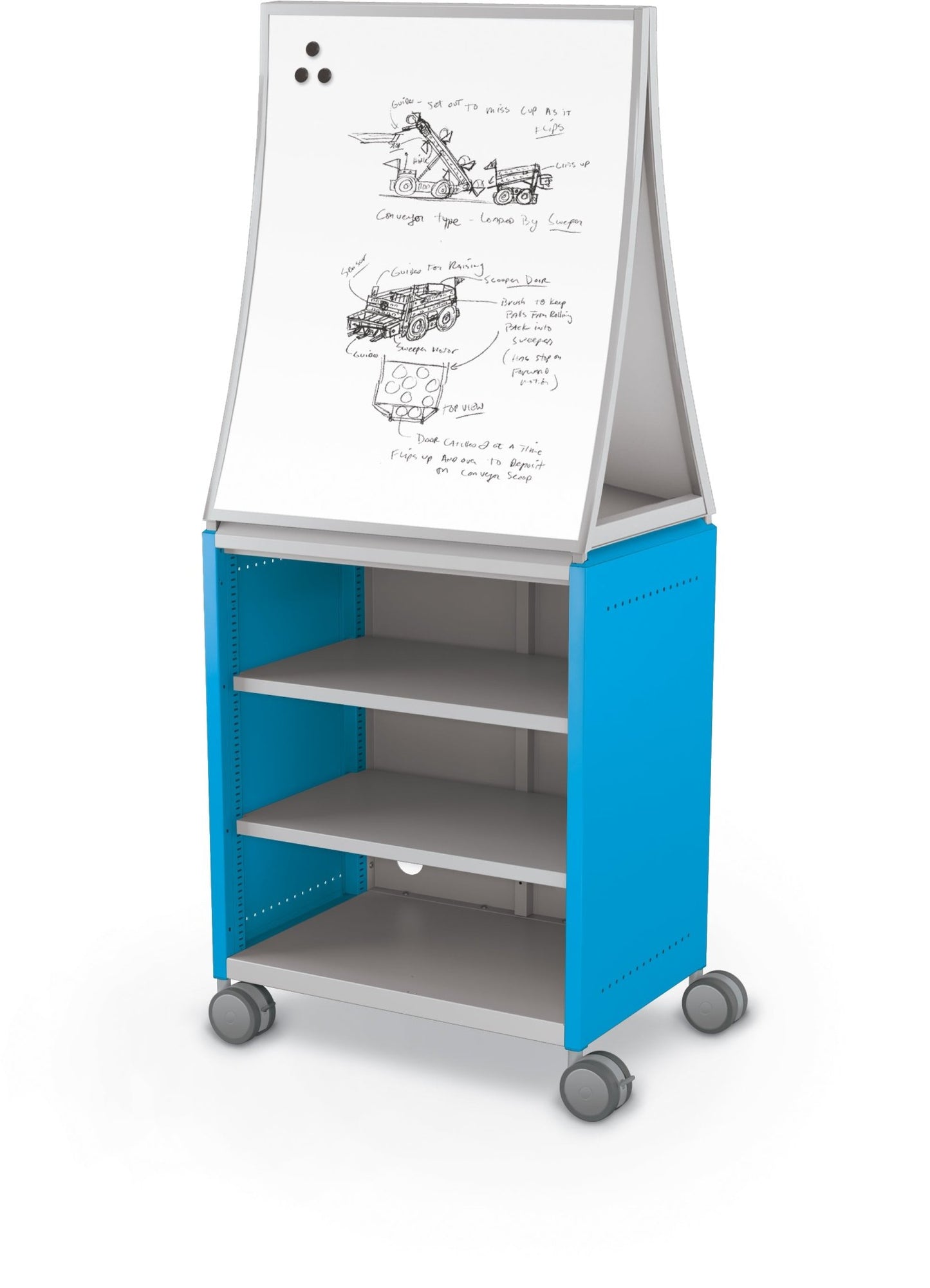 Mooreco Compass Cabinet Midi H2 Standard Back and Side Panels - No Doors with Shelves, Casters and Ogee Board (MOR-B2A1X1D1B0) - SchoolOutlet