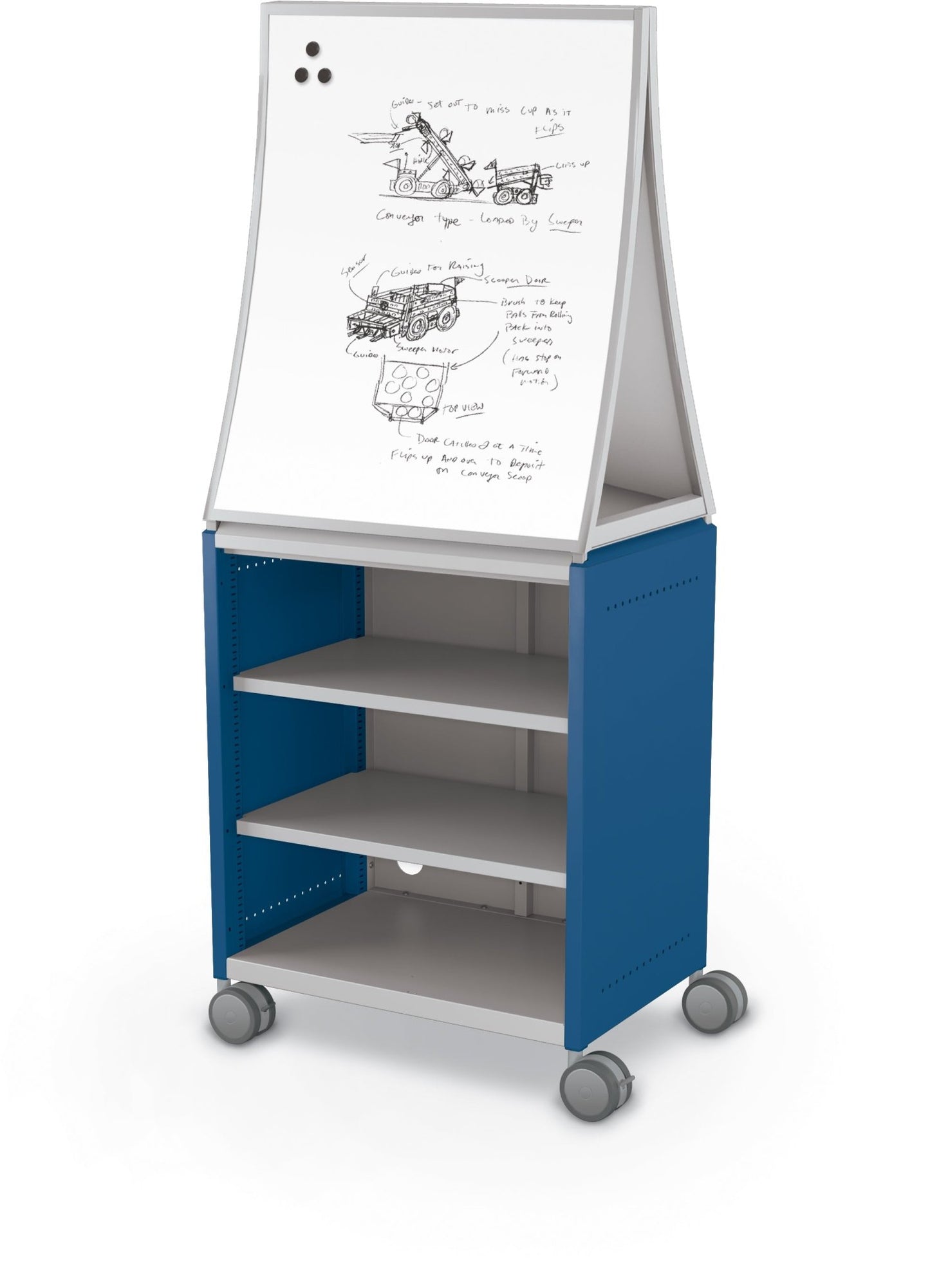 Mooreco Compass Cabinet Midi H2 Standard Back and Side Panels - No Doors with Shelves, Casters and Ogee Board (MOR-B2A1X1D1B0) - SchoolOutlet