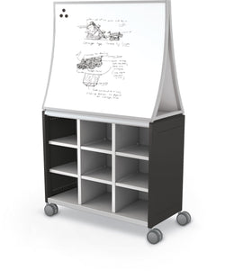 Mooreco Compass Cabinet Maxi H2 Standard Back and Side Panels, No Doors with Cubbies, Casters and Ogee Board (MOR-B3A1X1E1B0)