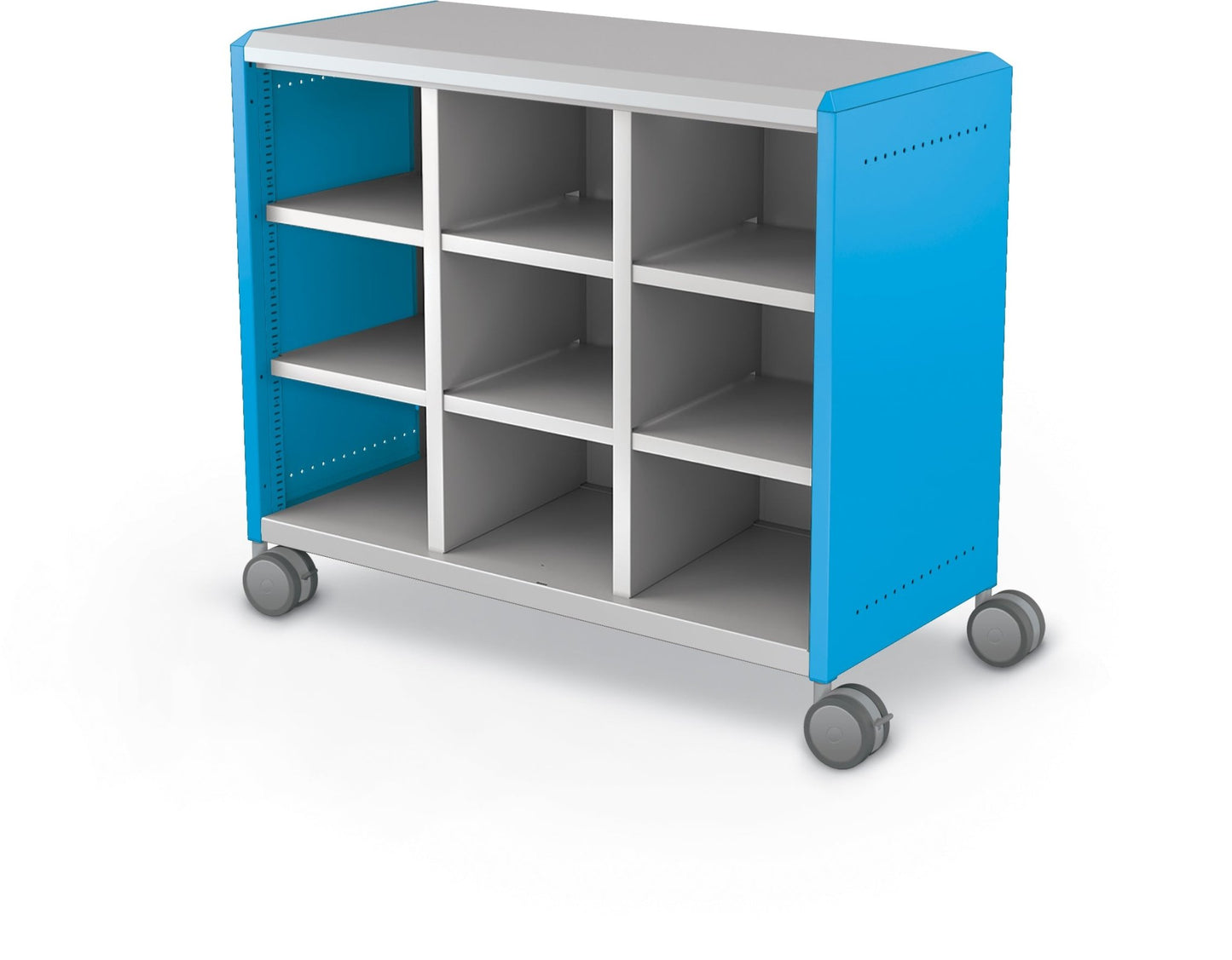 Mooreco Compass Cabinet Maxi H2 Standard Back and Side Panels, No Doors with Cubbies and Casters (MOR-B3A1X1E1X0) - SchoolOutlet