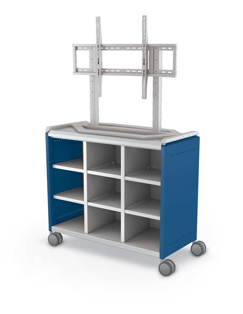 Mooreco Compass Cabinet Maxi H2 Standard Back and Side Panels, No Doors with Cubbies, Casters and TV Mount (MOR-B3A1X1E1A0) - SchoolOutlet