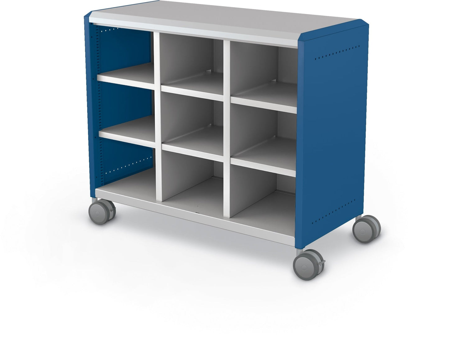 Mooreco Compass Cabinet Maxi H2 Standard Back and Side Panels, No Doors with Cubbies and Casters (MOR-B3A1X1E1X0) - SchoolOutlet