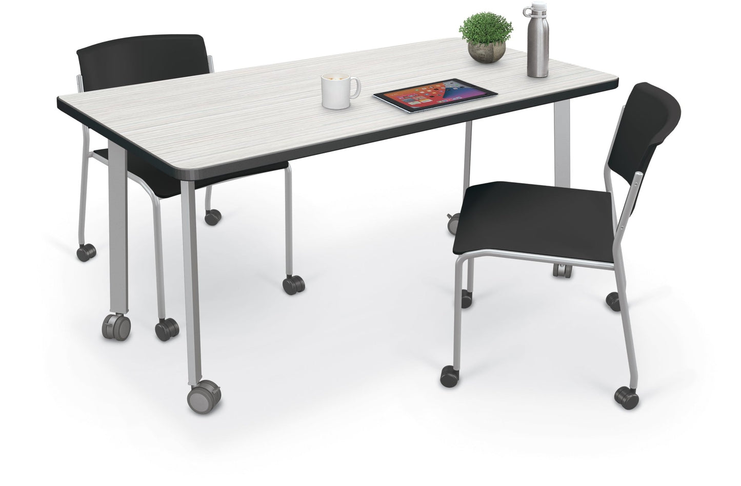 Mooreco Akt Table – 30"D x 60"W Rectangle, Laminate or Butcher Block Top, Fixed Height Available in 29"H, 36"H, or 42"H - SchoolOutlet