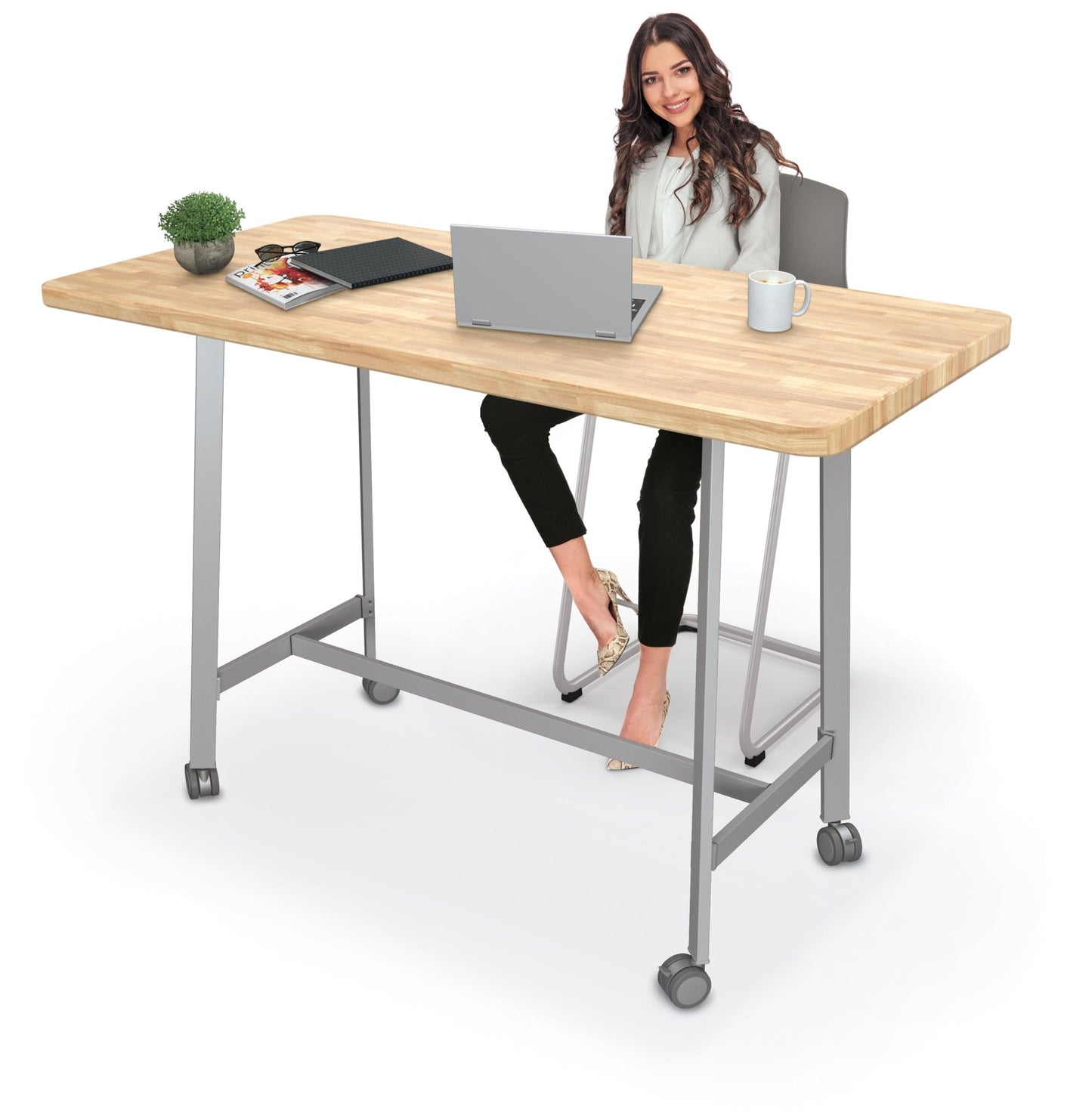 Mooreco Akt Table – 30"D x 60"W Rectangle, Laminate or Butcher Block Top, Fixed Height Available in 29"H, 36"H, or 42"H - SchoolOutlet
