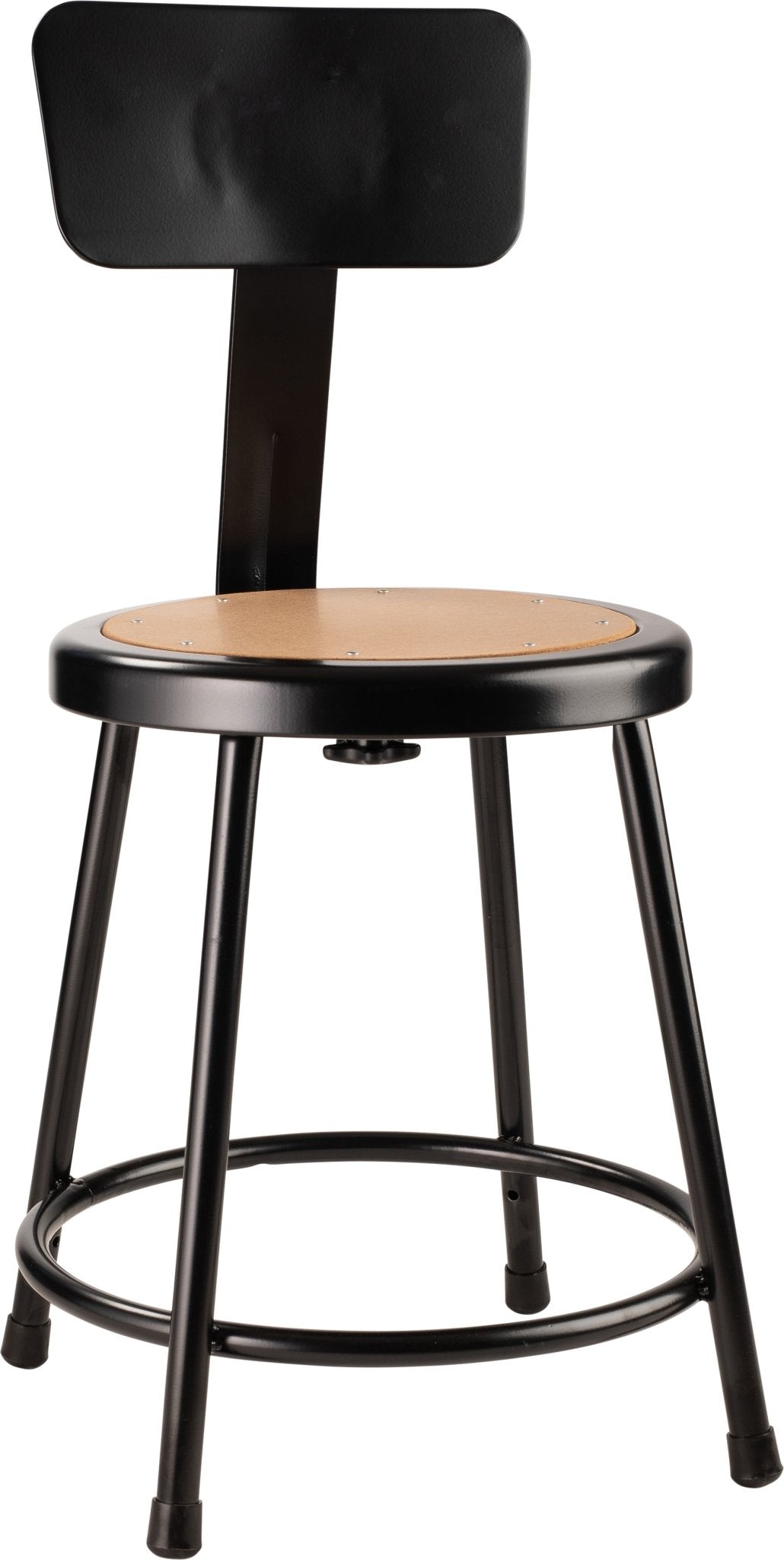 NPS 18" H Heavy Duty Steel Stool With Backrest (National Public Seating NPS-6218B) - SchoolOutlet