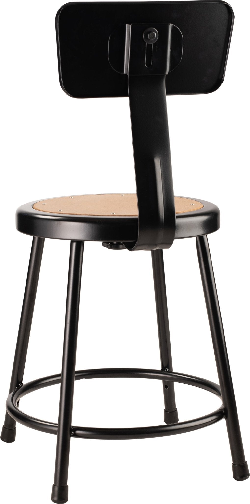 NPS 18" H Heavy Duty Steel Stool With Backrest (National Public Seating NPS-6218B) - SchoolOutlet