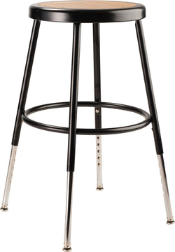 NPS 18.5 - 26.5" H Height Adjustable Heavy Duty Steel Stool with Hardboard Seat (National Public Seating NPS-6218H)