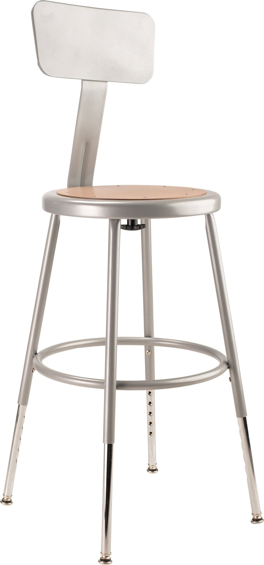 NPS 18.5 - 26.5" H Height Adjustable Heavy Duty Steel Stool with Backrest (National Public Seating NPS-6218HB) - SchoolOutlet