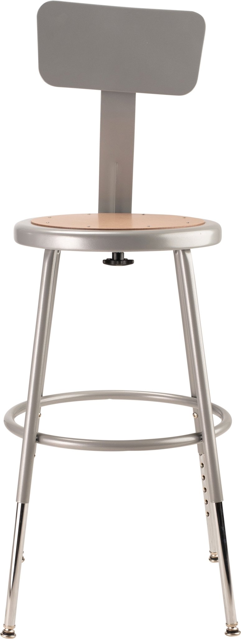 NPS 18.5 - 26.5" H Height Adjustable Heavy Duty Steel Stool with Backrest (National Public Seating NPS-6218HB) - SchoolOutlet