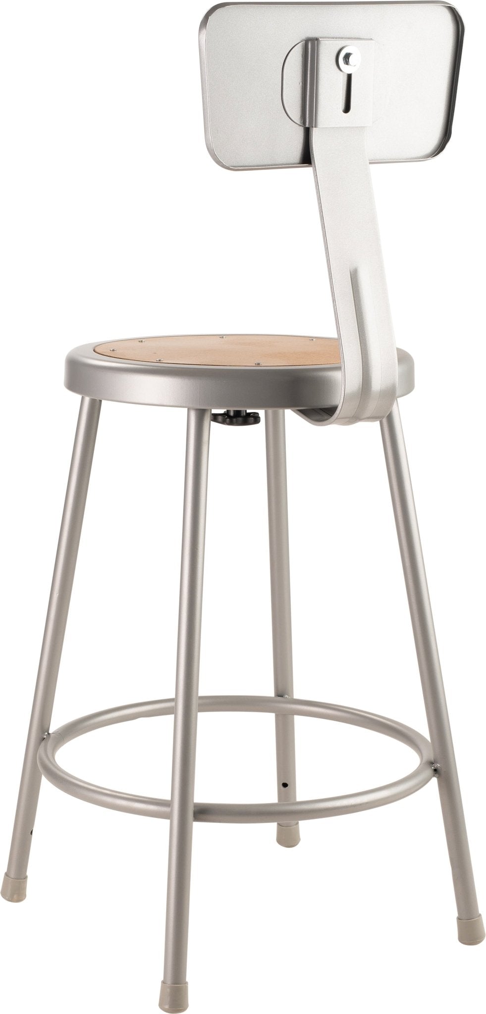 NPS 24" H Heavy Duty Steel Stool with Hardboard Seat & Backrest (National Public Seating NPS-6224B) - SchoolOutlet