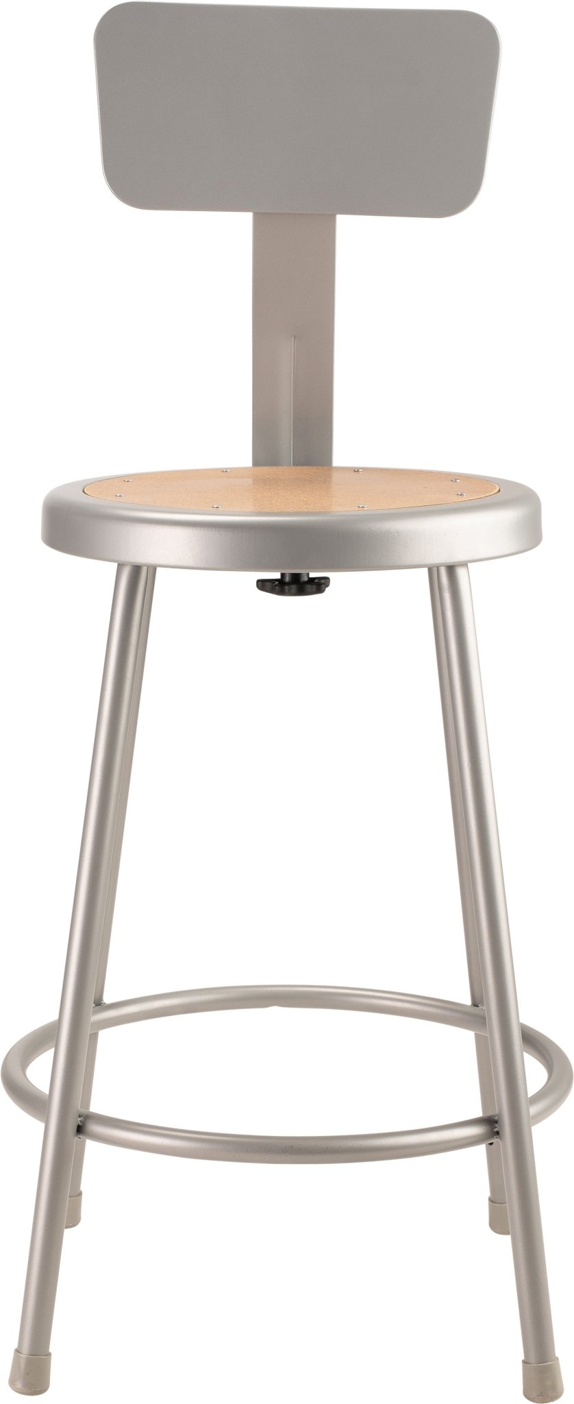 NPS 24" H Heavy Duty Steel Stool with Hardboard Seat & Backrest (National Public Seating NPS-6224B) - SchoolOutlet