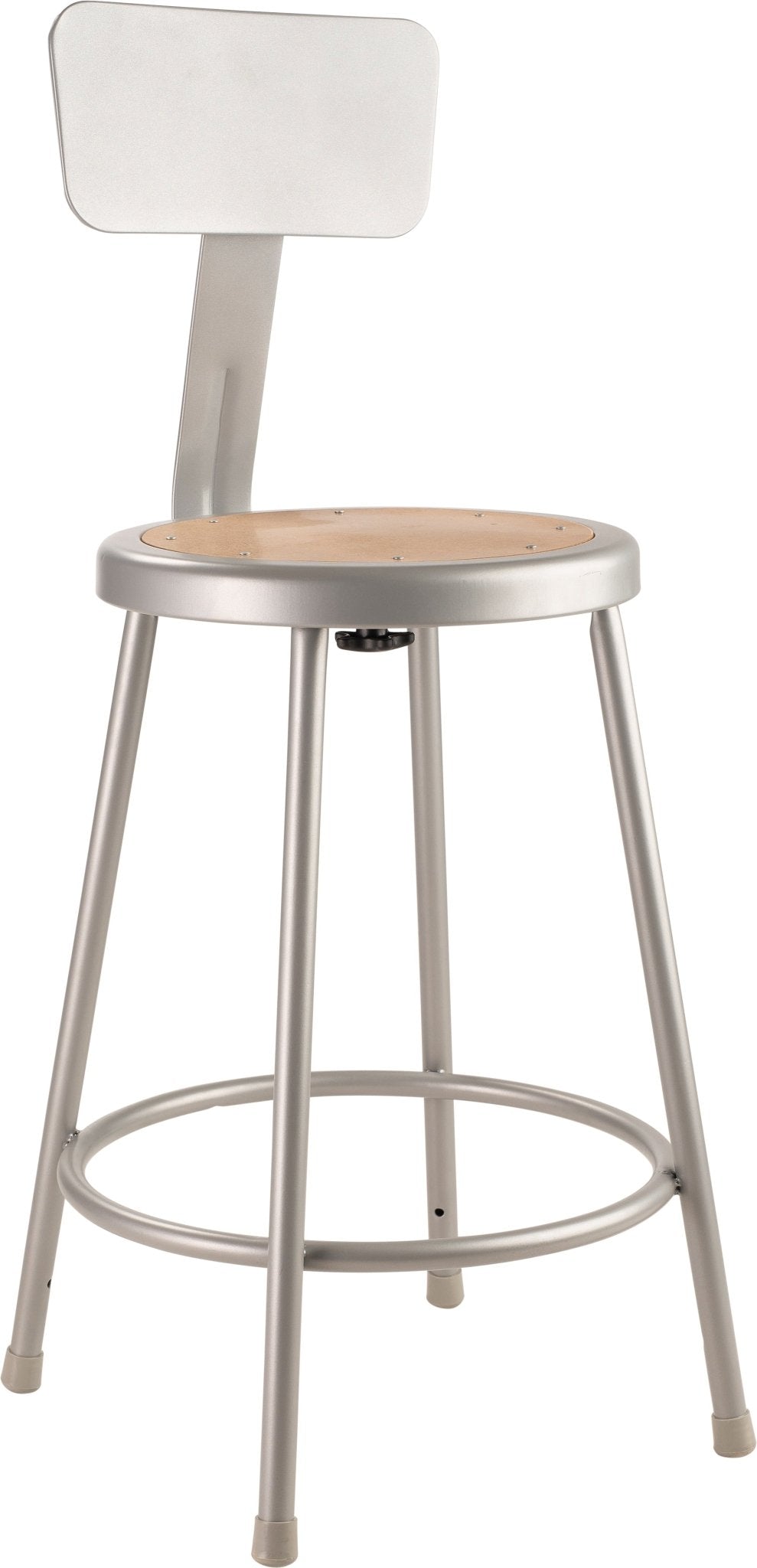 NPS 24" H Heavy Duty Steel Stool with Hardboard Seat & Backrest (National Public Seating NPS-6224B) - SchoolOutlet